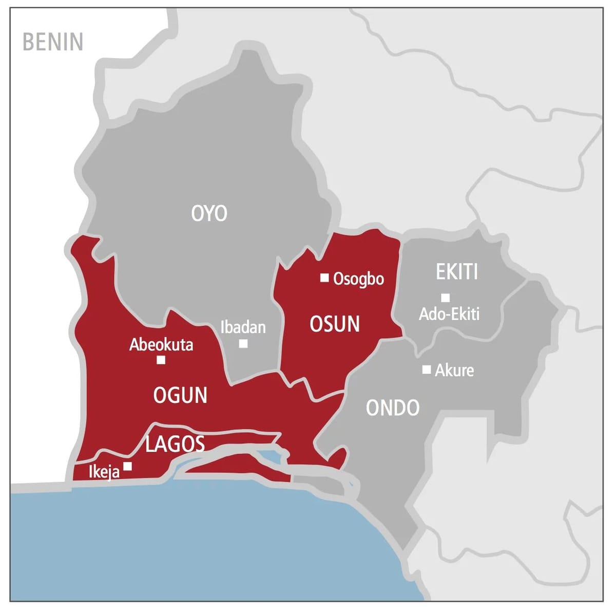 magharibi nigeria ramani