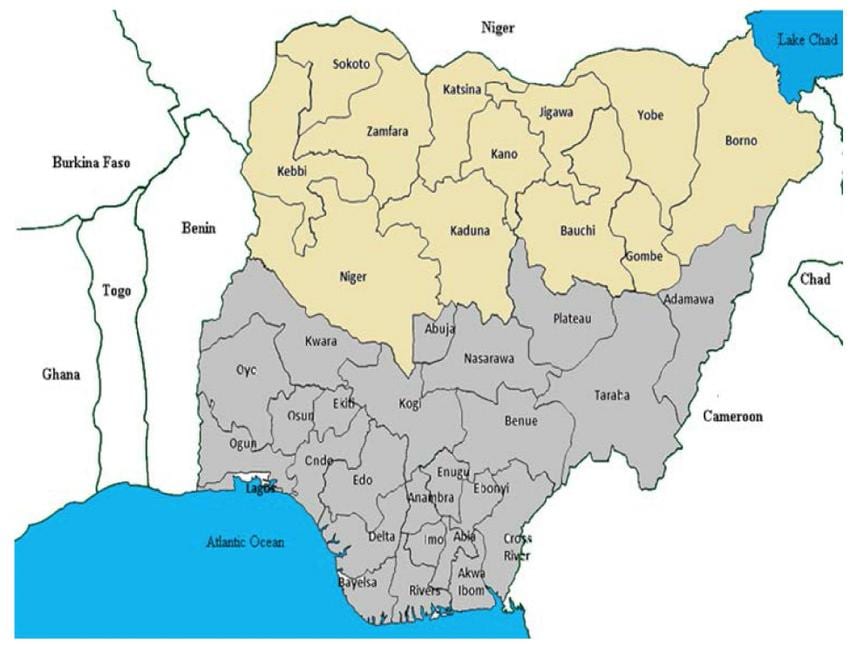 ramani ya kaskazini mwa nigeria na mataifa