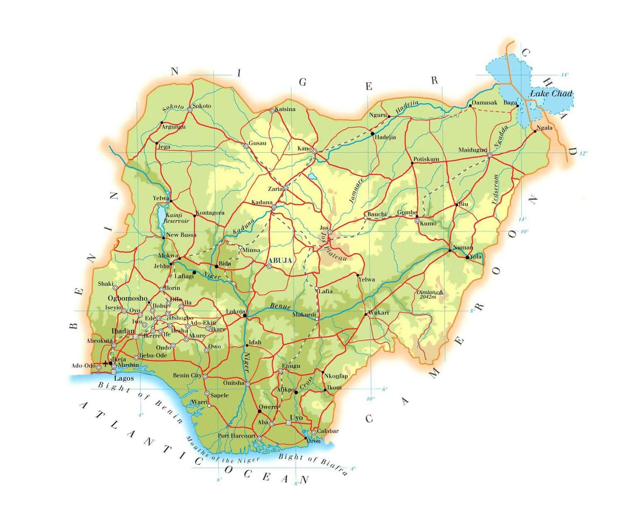 Ramani ya kimwili nigeria