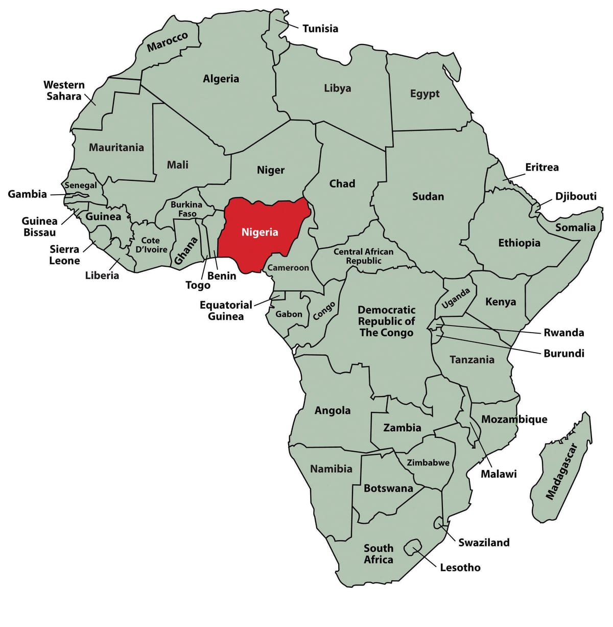 Ramani ya nigeria eneo katika afrika