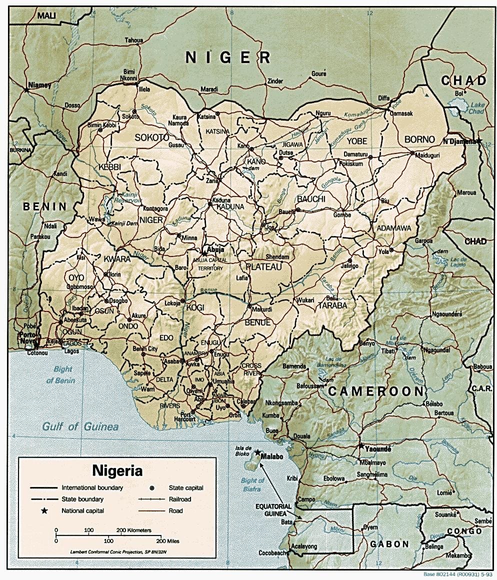 kijiografia ramani ya nigeria