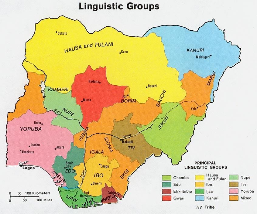 ramani ya nigeria kuonyesha makundi ya kikabila