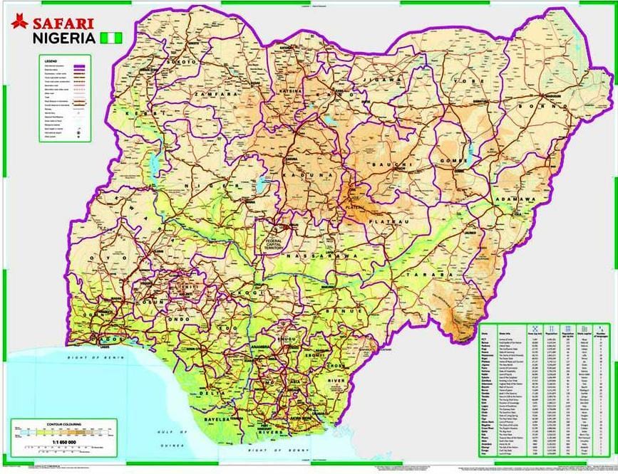 Ramani ya nigeria barabara umbali