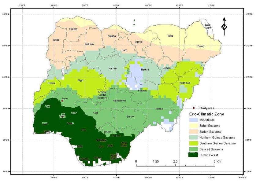 hali ya hewa ramani ya nigeria