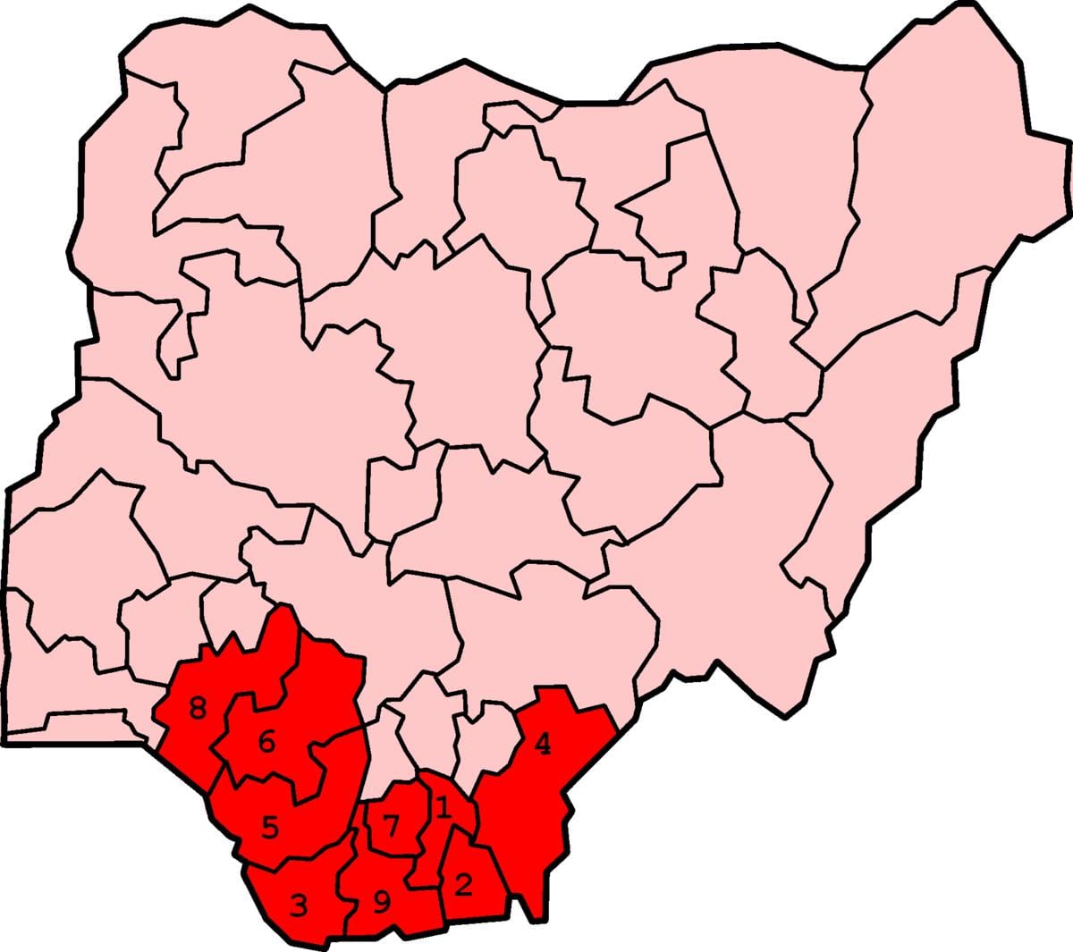 Ramani ya afrika ya kusini ya nigeria