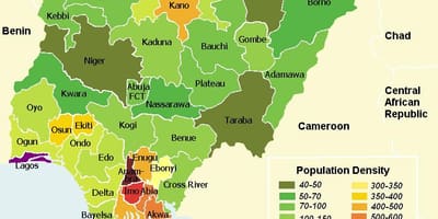 Nigeria wiani idadi ya watu ramani