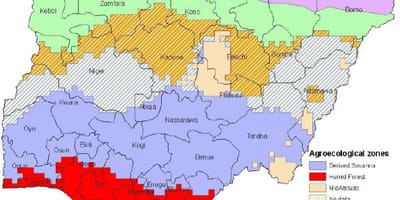 Ramani ya nigeria kuonyesha maeneo ya kiikolojia