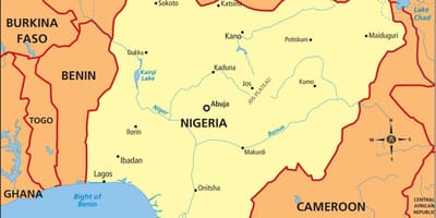 Ramani ya nigeria kuonyesha mto niger na benue