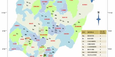 Ramani ya nigeria kuonyesha rasilimali za madini