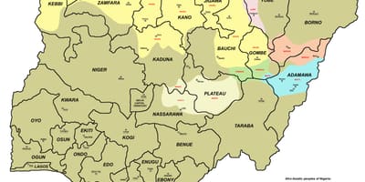 Ramani ya nigeria kuonyesha majimbo 36 na miji mikuu ya